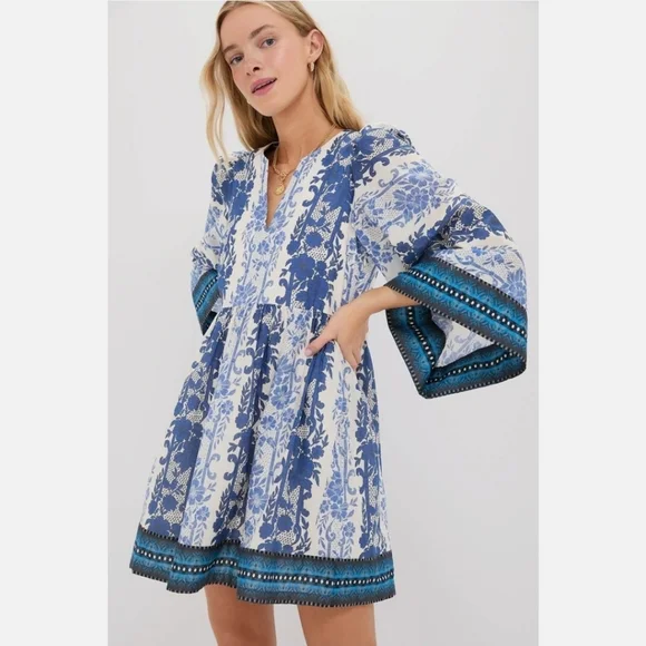 New Tuckernuck Bondi Blues Cotton Voile Izzie Dress Size XXL - Picture 1 of 9